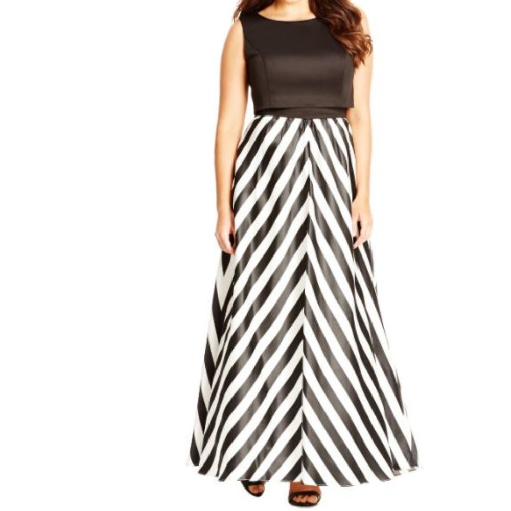 NWT City Chic Black&White Maxi Dress Size 20